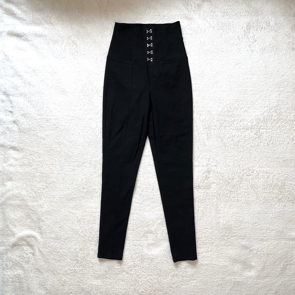 Forever 21 Metal Corset Skinny Black Pants